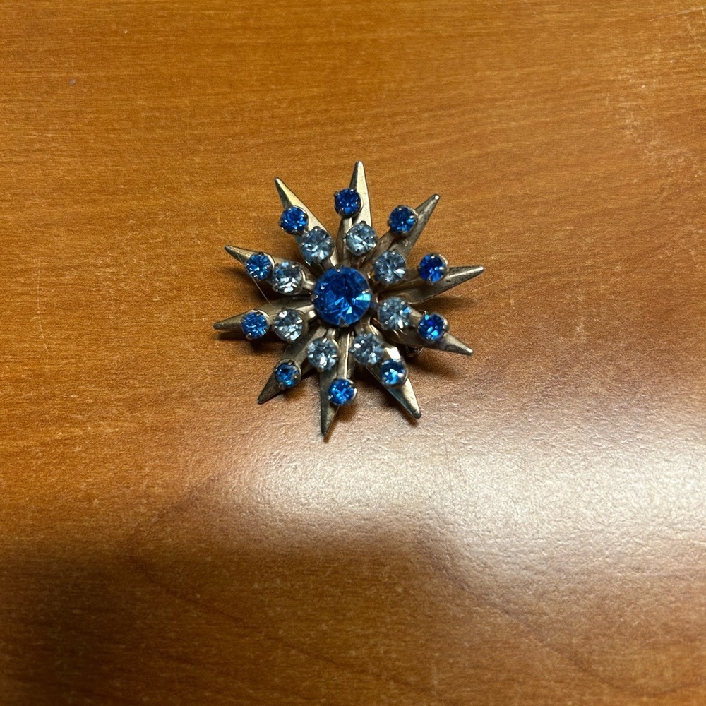 Blue and Silver Starburst Brooch